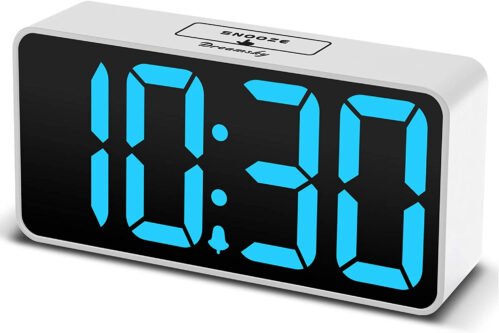 DreamSky Small Digital Alarm Clock for Bedroom, Large Big Numbers Display with B