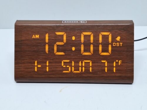 DreamSky Wooden Digital Alarm Clocks for Bedrooms - Electric Desk Clock