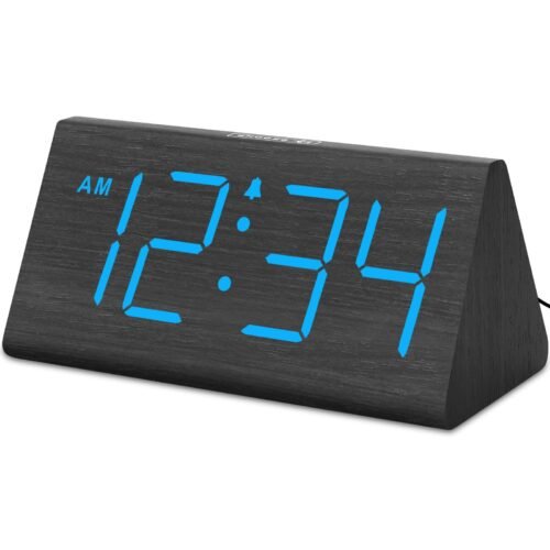 DreamSky Wooden Digital Alarm Clocks for Bedrooms - Electric Desk Clock with ...