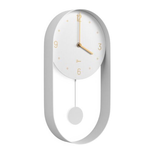 Driini Modern Pendulum Wall Clock - Decorative, Unique Metal Frame - 8 Inch Face