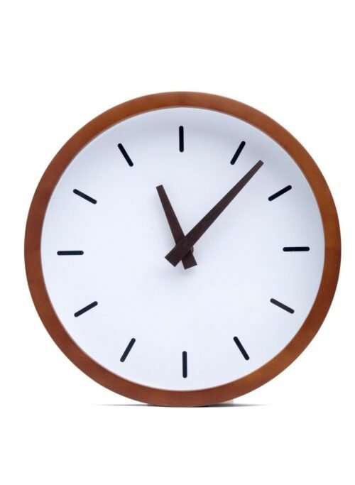 Driini Modern Wood Analog Wall Clock (12") - Battery Operated; Silent Sweep