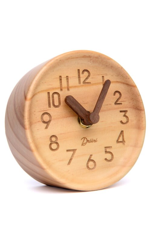 Driini Wooden Desk & Table Analog Clock Made of Genuine Pine (Battery Operated) 2
