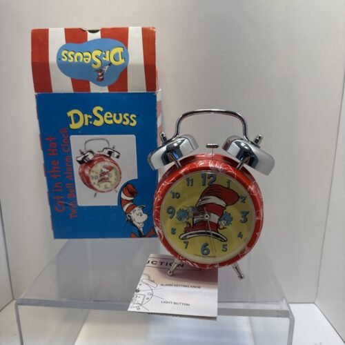 Dr Seuss Cat In The Hat Thing 1 & 2 Twin Bell Alarm Clock in Box WORKS 2008 Rare