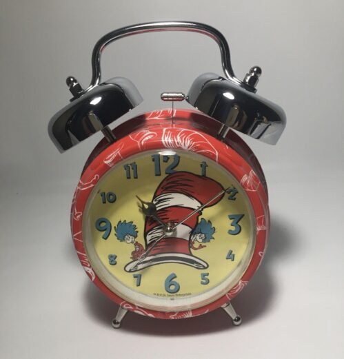 Dr Seuss Cat In The Hat Thing 1 & 2 Twin Bell Alarm Clock in Box WORKS 2008 Rare