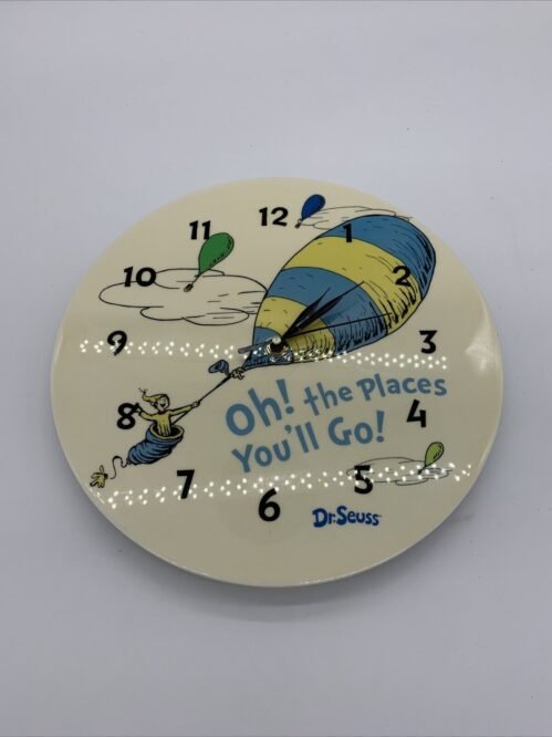 Dr. Seuss " OH! the places you'll go! " wall hanging clock kids room unisex 11"