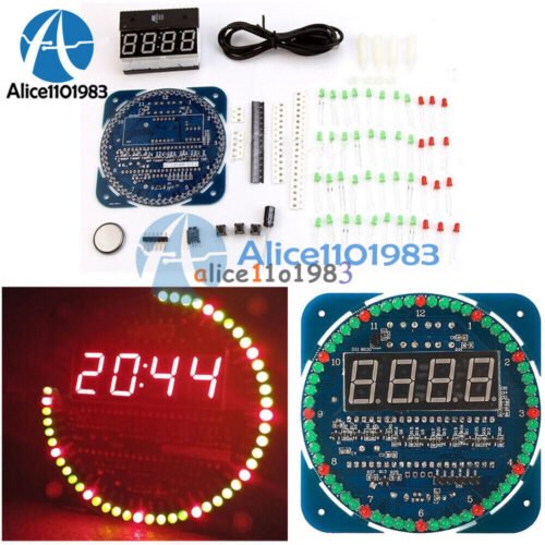 DS1302 Rotating LED Electronic Digital Clock 51 Learning Board 5V DIY/Assembled