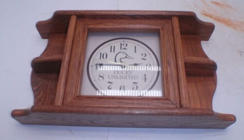 DU - Ducks Unlimited Wall Analog Clock w Wood Shelves