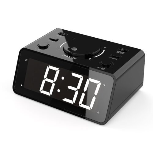 Dual Alarm Clock - Recordable Voice Adjustable LED Brightness 12/24Hr Cordles...