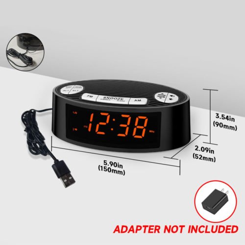 Dual Alarm Clock AM & FM Radio with Red LED Display Brand New Desktop Bedroom US