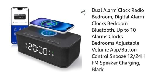 Dual Alarm Clock Radio Bedroom, Digital Alarm Clocks Bedroom Bluetooth, Up to...