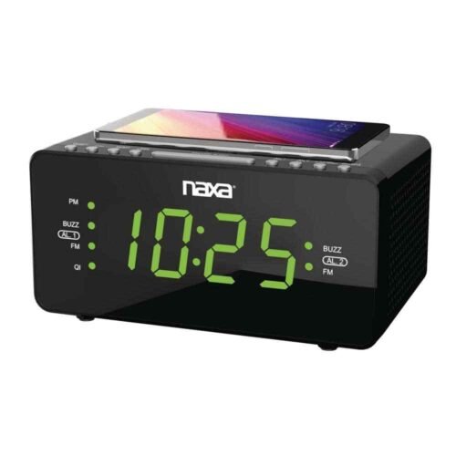 Dual Alarm Clock w/Qi Mobile Phone Wireless Charging Function