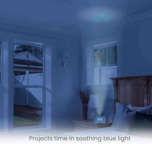 Dual Alarm Digital FM Clock Radio Time Projection, 8 Relaxing Nature Sounds