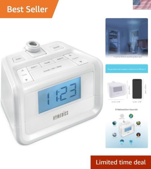 Dual Alarm Digital FM Clock Radio with 8 Nature Sounds and Time Projection