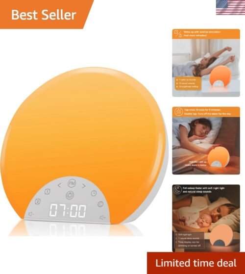 Dual Alarm Sunrise Clock with Nature Sounds, Touch Control & Color Night Light
