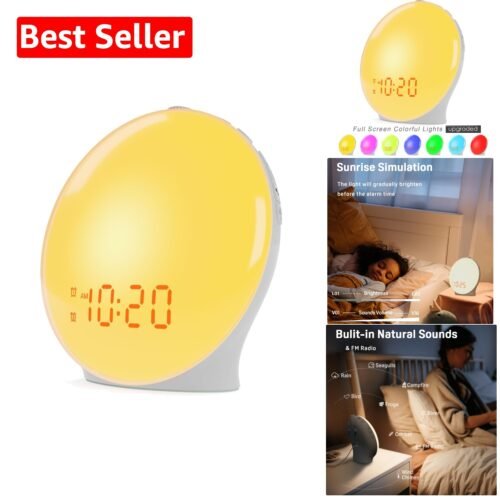 Dual Alarm Wake Up Light with FM Radio & 7 Natural Sounds for Bedrooms