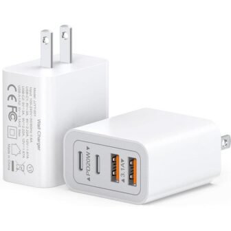 Dual USB-C and USB-A 40W Fast Charging Block 2-Pack 4-Port Wall Plug...