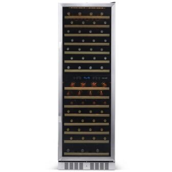 Dual Zone 160-Bottle Built-In Wine Cooler Fridge with Smooth Rolling Shelves and...