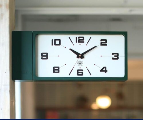 Dulton Double Face Clock Rectangle Dark Green H21-0362DGN