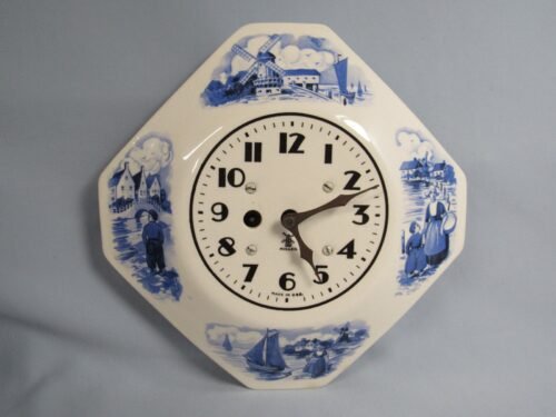 Dutch Delft Scene Miller Ceramic Wall Clock 8 Day