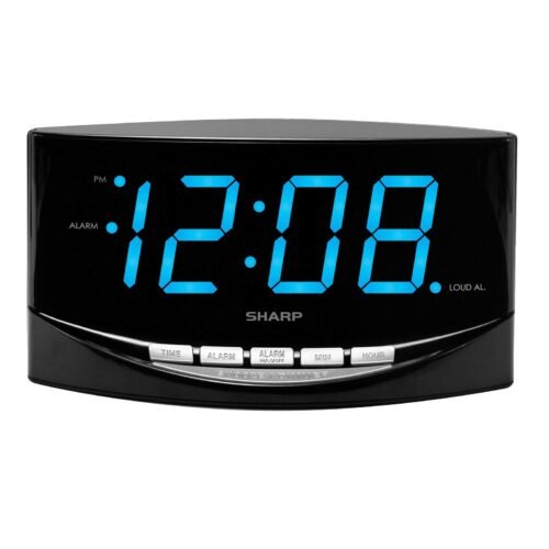 Easy to See Alarm Clock with Jumbo 2” Numbers - Bright Blue Display - Easy Se...