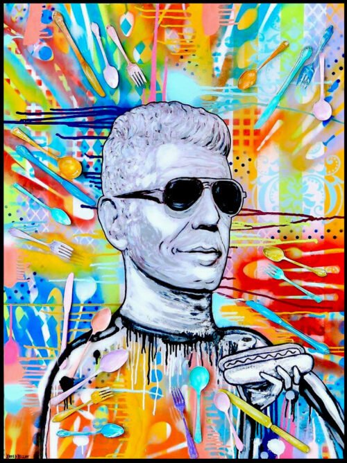 Eat Well: Homage To Anthony Bourdain Original Painting Artwork Modern Art Signed