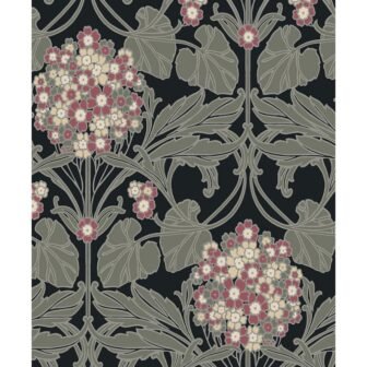 Ebony and Rose Floral Hydrangea Unpasted Nonwoven Paper Wallpaper Roll 57.5 sq....