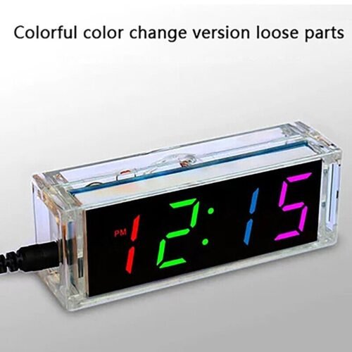 Educational DIY Clock Kit with Temperature Alarm and Adjustable Brightness