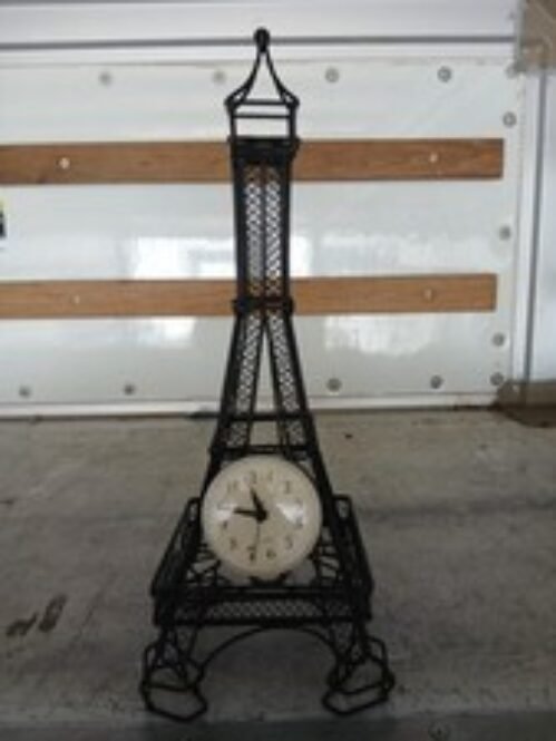 EIFFEL TOWER METAL TIME CLOCK PARIS FRANCE DECORATIVE ACCENT PIECE