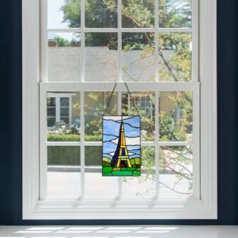 Eiffel Tower Stained Glass Window Panel