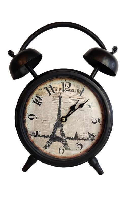 Eiffel Tower Standing Clock Keeps Great Time No Alarm Battery Operated 13"H× 9"W