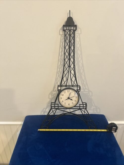 Eiffel Tower Vintage Clock Round, Battery Operated, Wall Decor