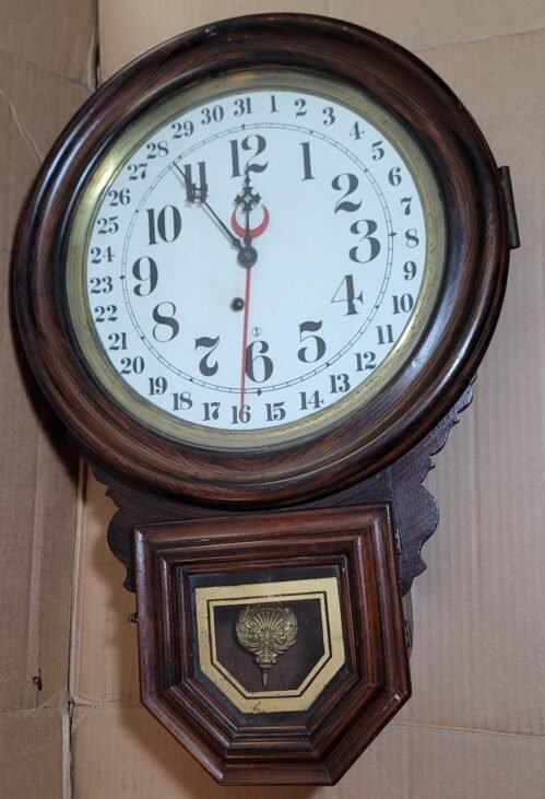 E Ingraham & Company The Dew Drop Calendar Wall Clock 1909 Estate Find Untested