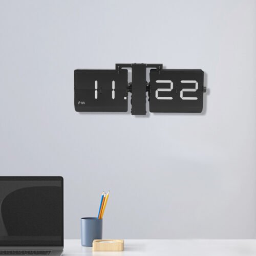 Electrical Digital Flip Clock Gray Flipping Out Wall and Tabletop Flip Clock