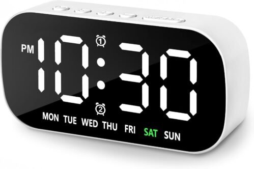 Electric Digital Alarm Clock LED Large Display Battery Backup Snooze