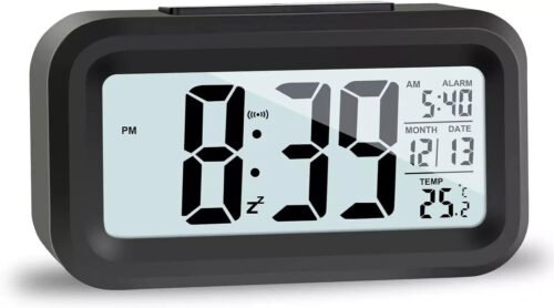 Electric Digital Alarm Clock LED Large Display Battery Backup Snooze Dual Alarm