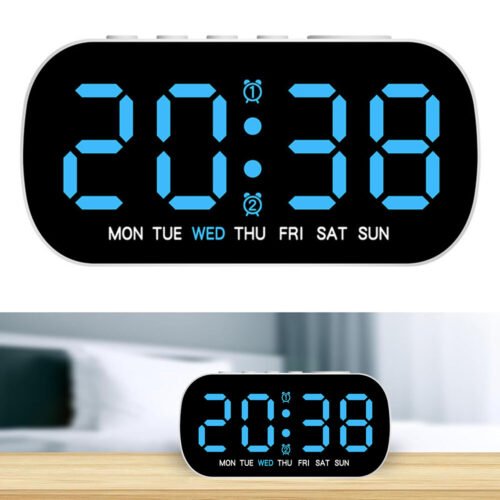Electric Digital Alarm Clock LED Large Display Battery Backup Snooze Dual Alarm