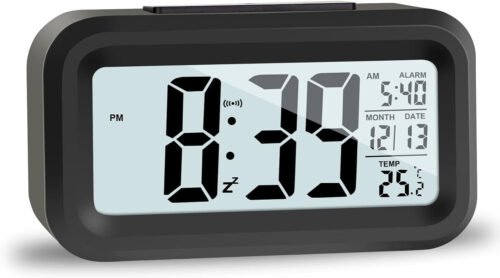 Electric Digital Alarm Clock LED Large Display Battery Backup Snooze for Home