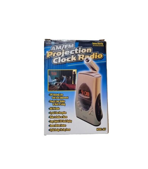 Electro Brand AM FM Radio Projection Clock Model 4637 Wall Plug Battery Backup