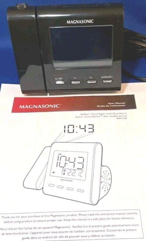 Electrohome Eaac601 Projection Alarm Clock With Am/fm Radio Battery Backup