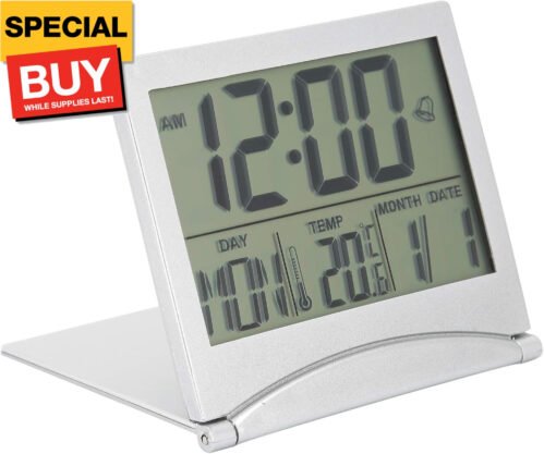 Electronic Compact Alarm Foldable Calendar Easy to Read Atomic Desktop Clock Aut