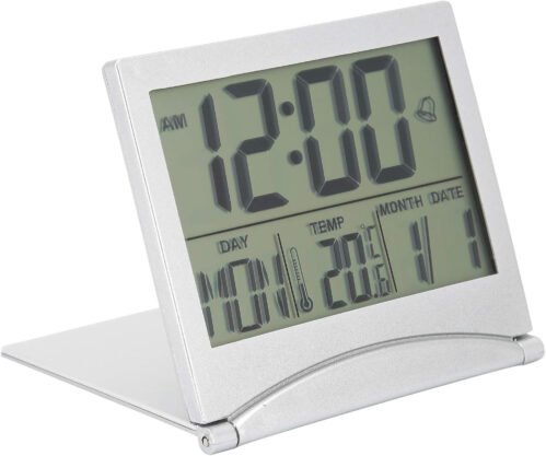 Electronic Compact Alarm Foldable Calendar Easy to Read Atomic Desktop Clock Aut