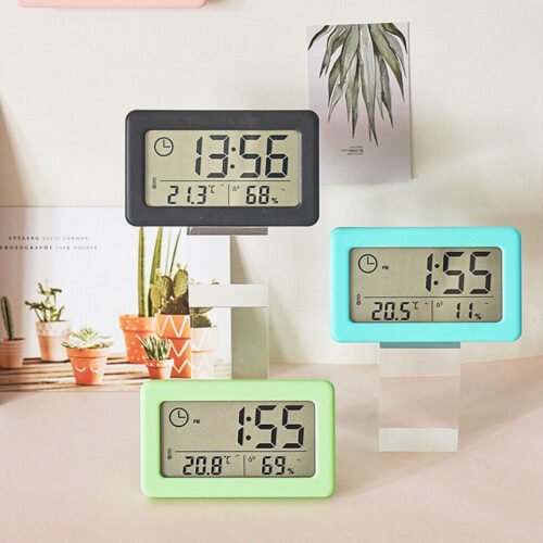 Electronic Digital Alarm Clock Temperature Humidity LCD Bedside Wall Desk Clock