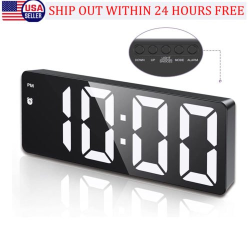 Electronic Digital LED Desktop Alarm Clock Temperature Mode Display 12/24H Home