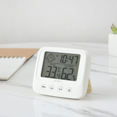 Electronic Indoor Thermometer Hygrometer Digital LCD Time Humidity Temperature