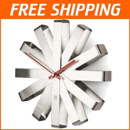 Elegant 12-Inch Stainless Steel Clock - Non-Ticking Quartz with Unique Shape