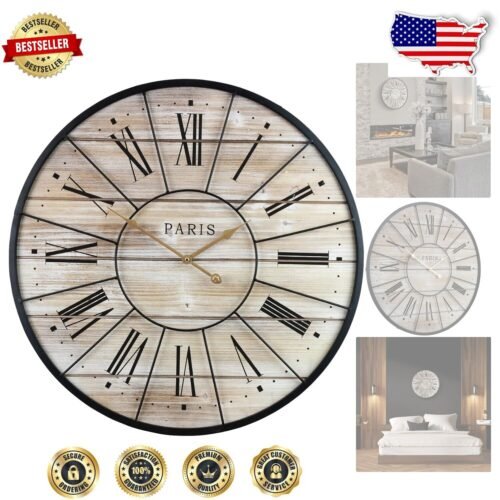Elegant 24-Inch Oversized Roman Numeral Wall Clock for Modern Living Spaces