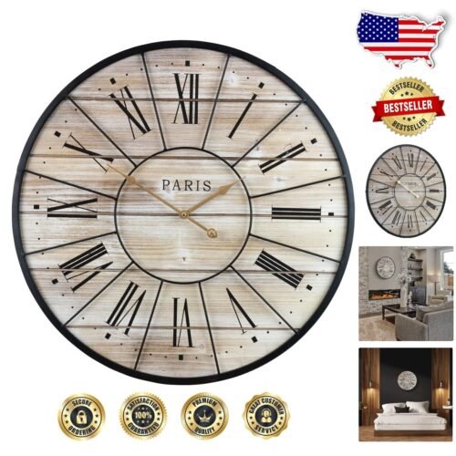 Elegant 24-Inch Oversized Wall Clock - Perfect for Home Office & Living Room