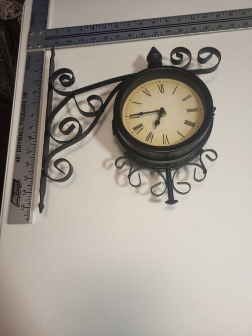 Elegant Black Scroll Double Sided 7-inch Vintage Rendezvous Wall Clock Noir Fun