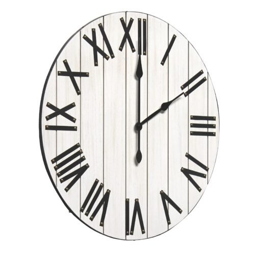 Elegant Designs 21" Rustic Farmhouse Wood Wall Clock White Wash