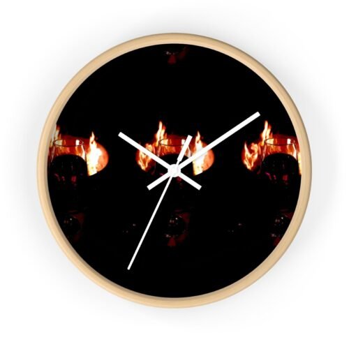 Elegant Firelight Wine Theme Silent Wall Clock – Unique Home Decor Accent